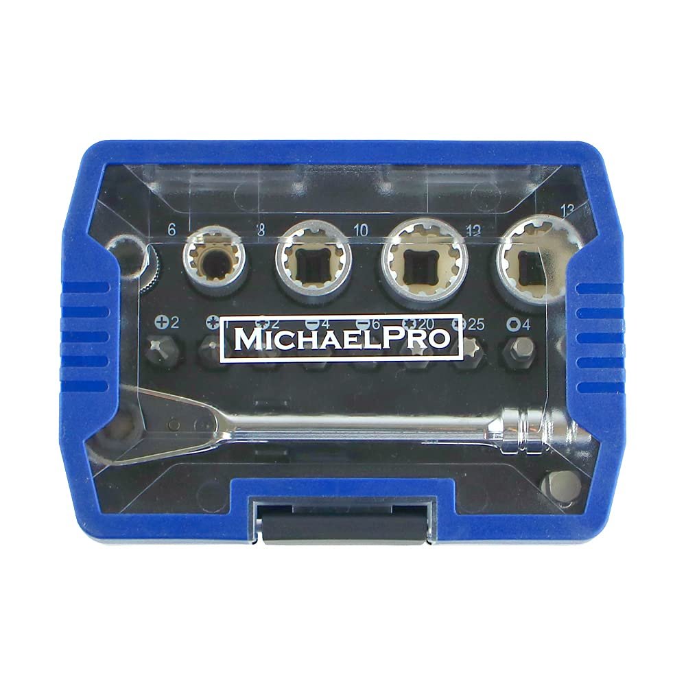 Міні викрутка MichaelPro MP012005 6,35 мм Micro Bit Ratchet High Torque 17 в 1 з бітами, клиновидними флейтами та адаптером, фото №1 Міні викрутка MichaelPro MP012005 6,35 мм Micro Bit Ratchet High Torque 17 в 1 з бітами, клиновидними флейтами та адаптером, фото №1