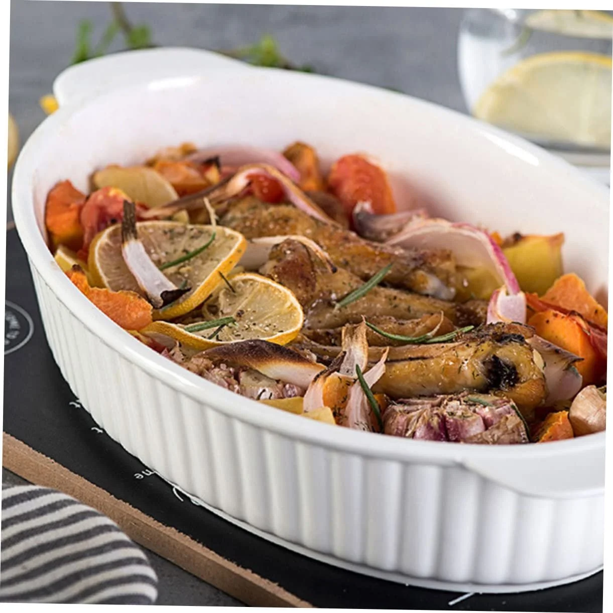 Форма для запекания Luxshiny керамическая овальная с двумя ручками термостойкая, фото №4 Форма для запекания Luxshiny керамическая овальная с двумя ручками термостойкая, фото №4