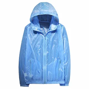 Літня дихаюча вітровка з капюшоном QUINTRA однотонна для жінок, захист від сонця, колір кремовий - Фото 1