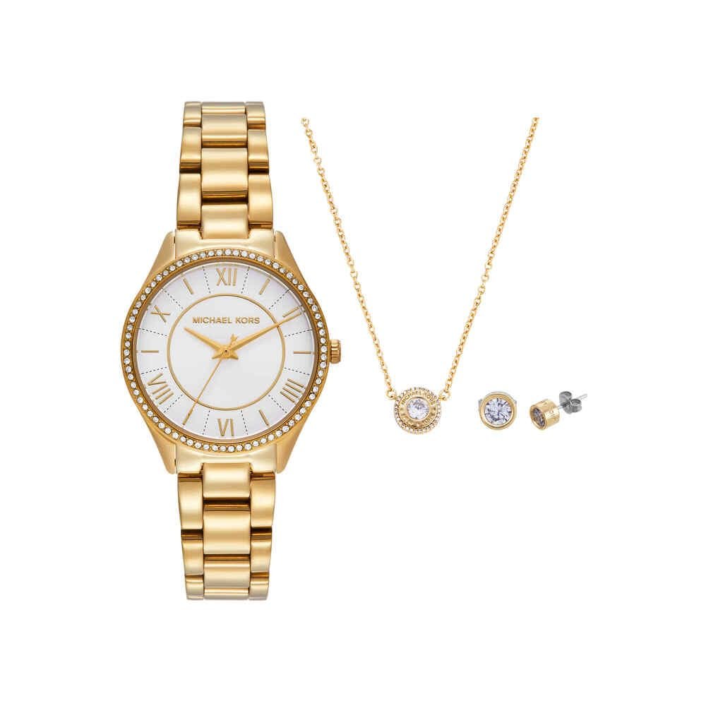 Женские часы Quartz Michael Kors Lauryn Three Hand Movement с ремешком из нержавеющей стали или кожи, фото №1