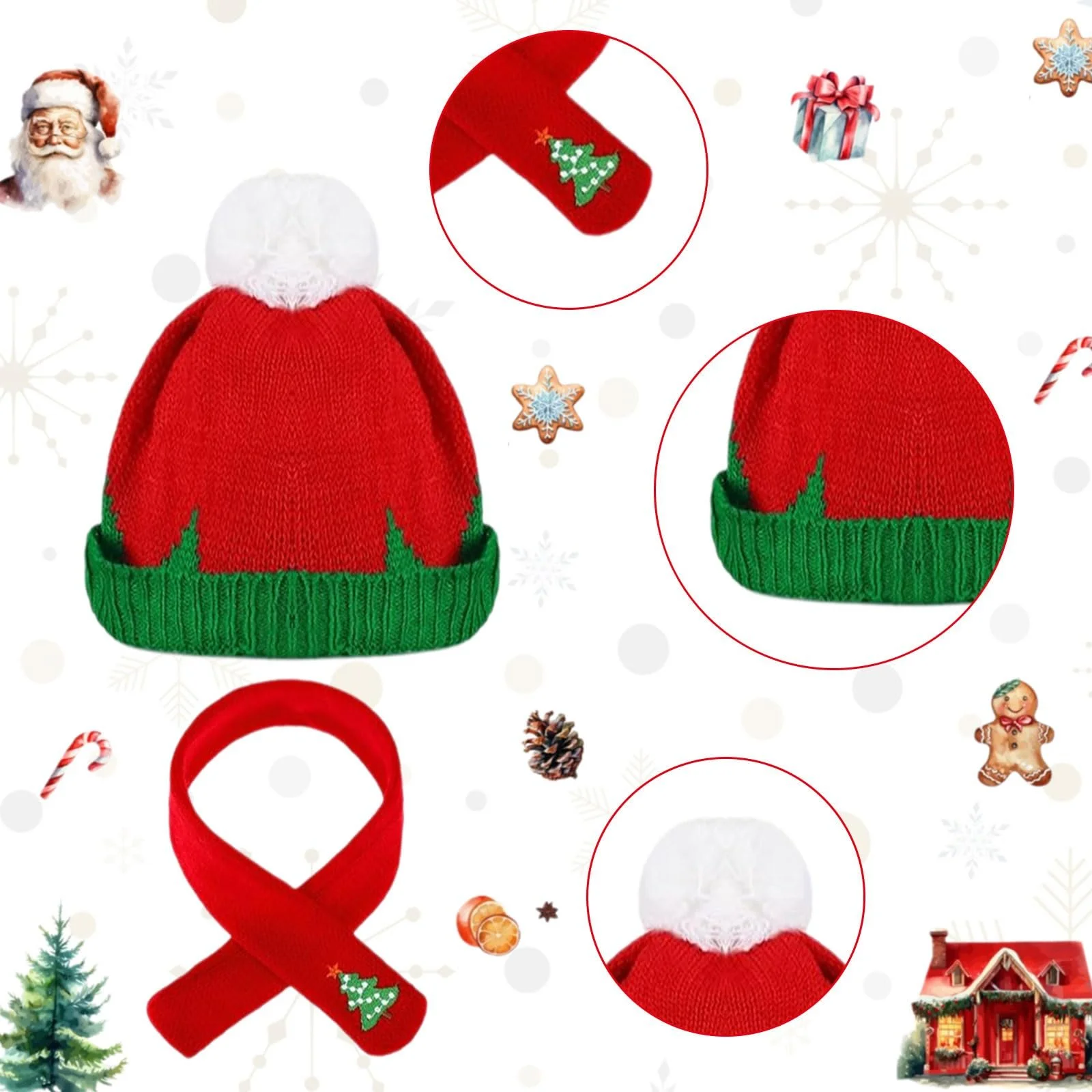 Набір лялькового одягу A Різдвяні шапочки та шарфи для ляльок 4 шт., фото №4 Набір лялькового одягу A Різдвяні шапочки та шарфи для ляльок 4 шт., фото №4