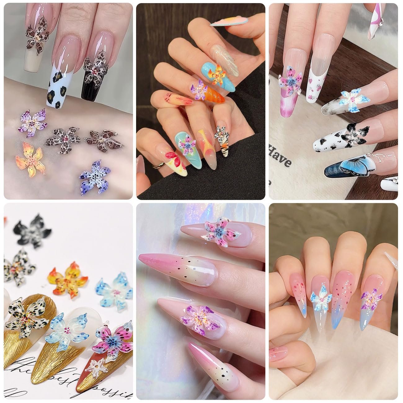 3D Квітка для дизайну нігтів 100 шт Різнокольоровий, фото №5