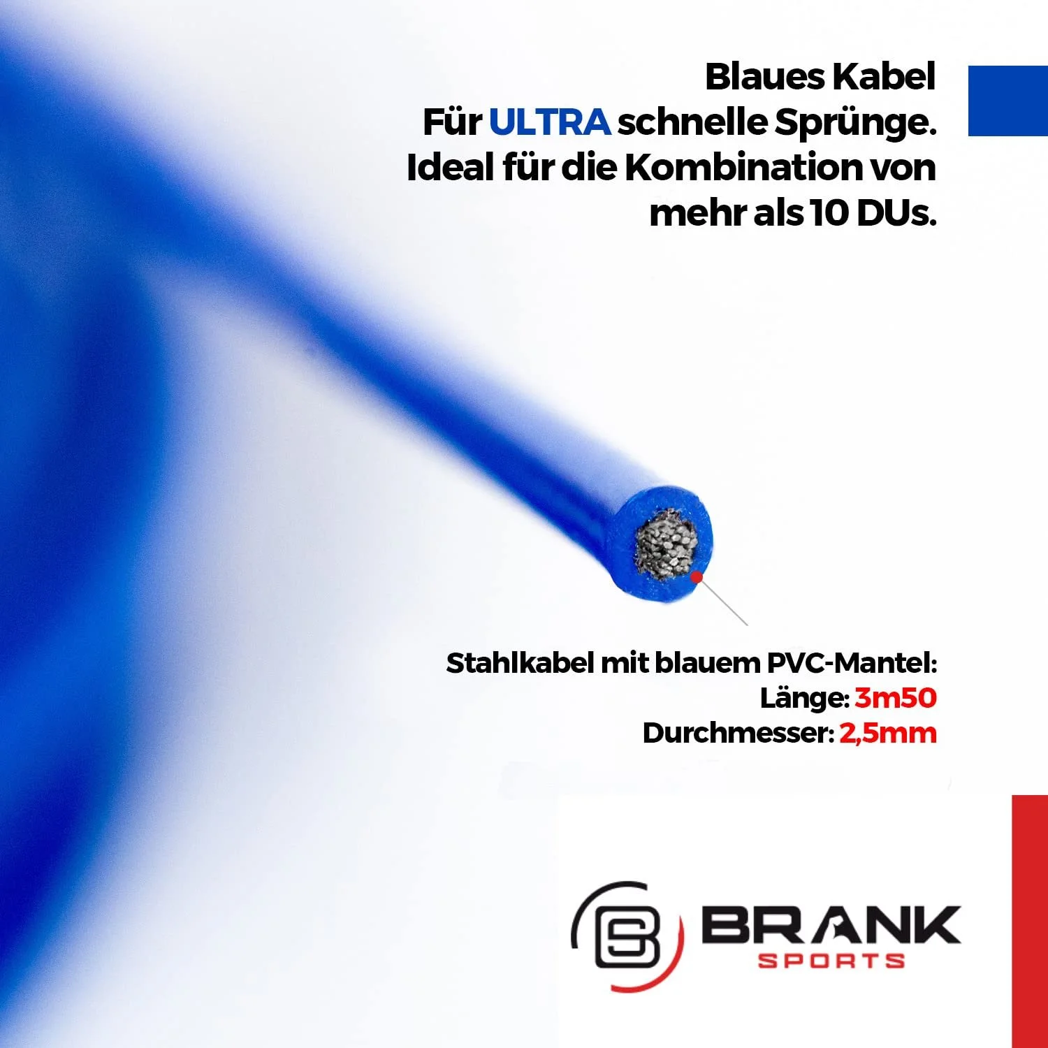Троси змінні BRANK SPORTS 3.5 м сталеві з ПВХ-покриттям 3 мм, фото №3