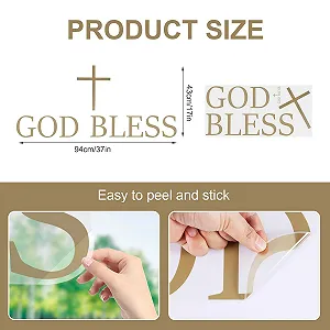 Наклейка на стіну God Bless з хрестом ПВХ 94 x 43 см synthetic.ua - Фото 1
