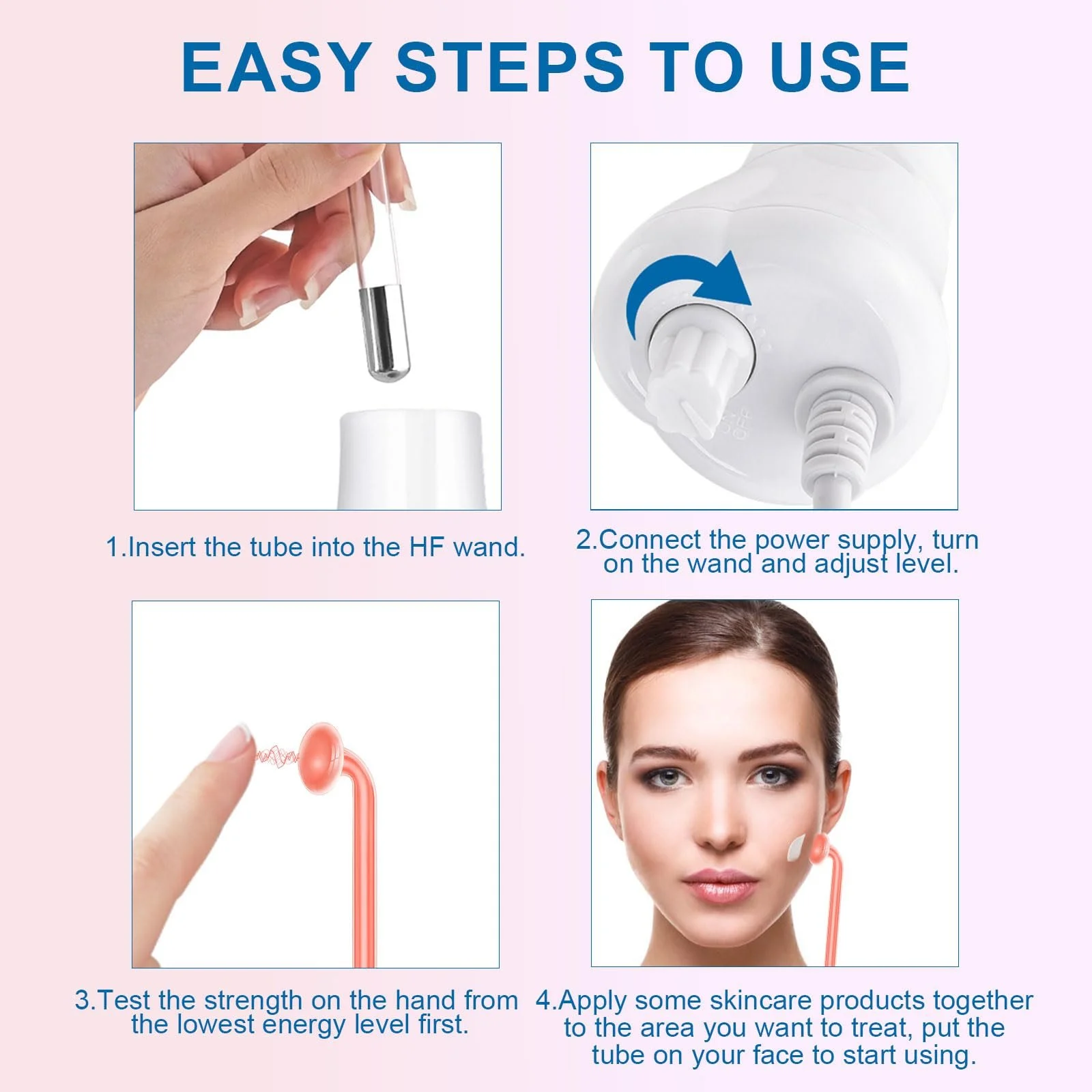 Апарат високочастотний Yofuly 4 насадки Red Neon HF, фото №6