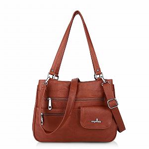 Сумка с верхней ручкой Angel Kiss кожаная, многофункциональная, коричневая - Фото 1