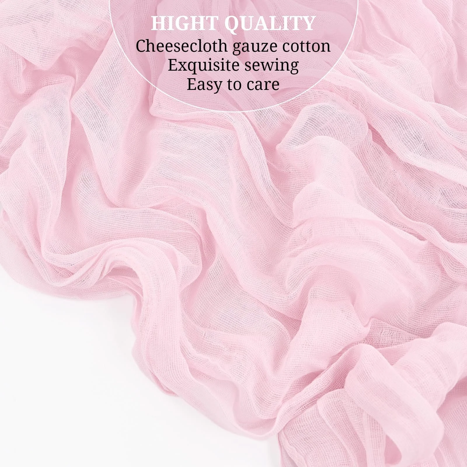 Ранер для столу марлевий Cheesecloth Pack of 3 90 x 300 см Ніжно-рожевий, фото №5 Ранер для столу марлевий Cheesecloth Pack of 3 90 x 300 см Ніжно-рожевий, фото №5