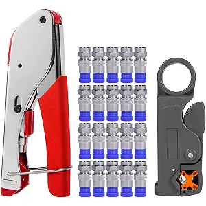 Кримпер для коаксиального кабеля Greluma RG59 RG6 3 в 1 с разъемами и стриппером - Фото 1