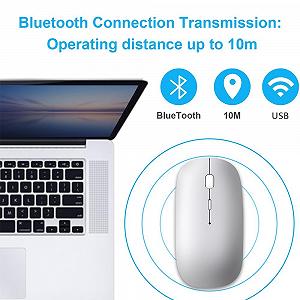 Миша Бездротова Qxvnm Bluetooth 5.2 & 3.0 + USB & USB-C 2.4 GHz Приймач Перезаряджувана synthetic.ua - Фото 1