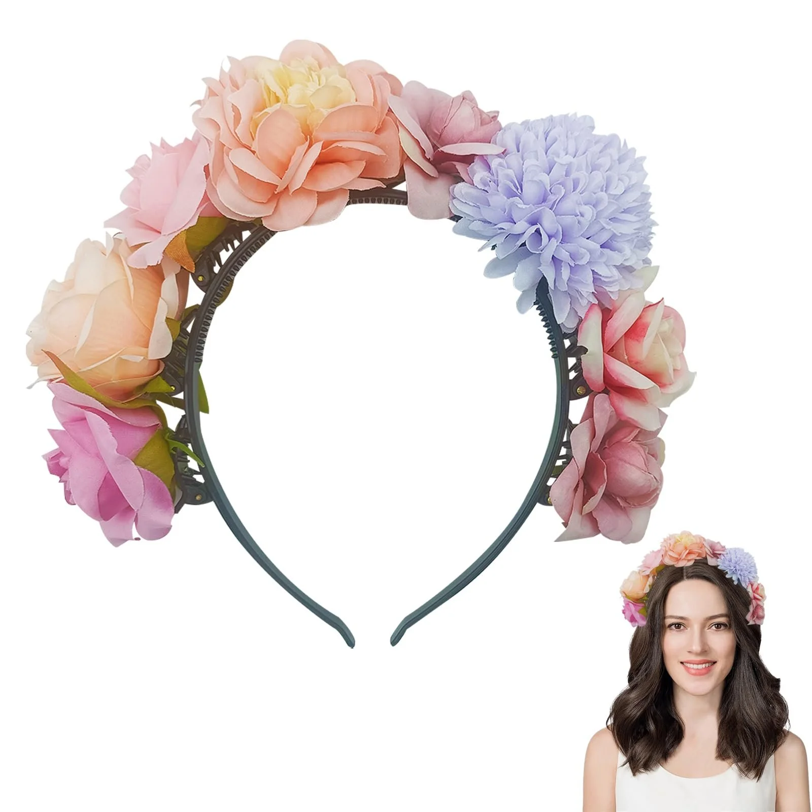 Обруч Квітковий Різнокольорові Квіти, фото №1