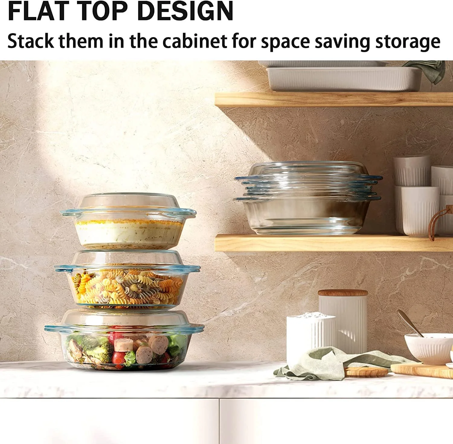 Набор форм для запекания стеклянных с крышками 3 шт 1+1.4+1.7 л круглые, фото №5