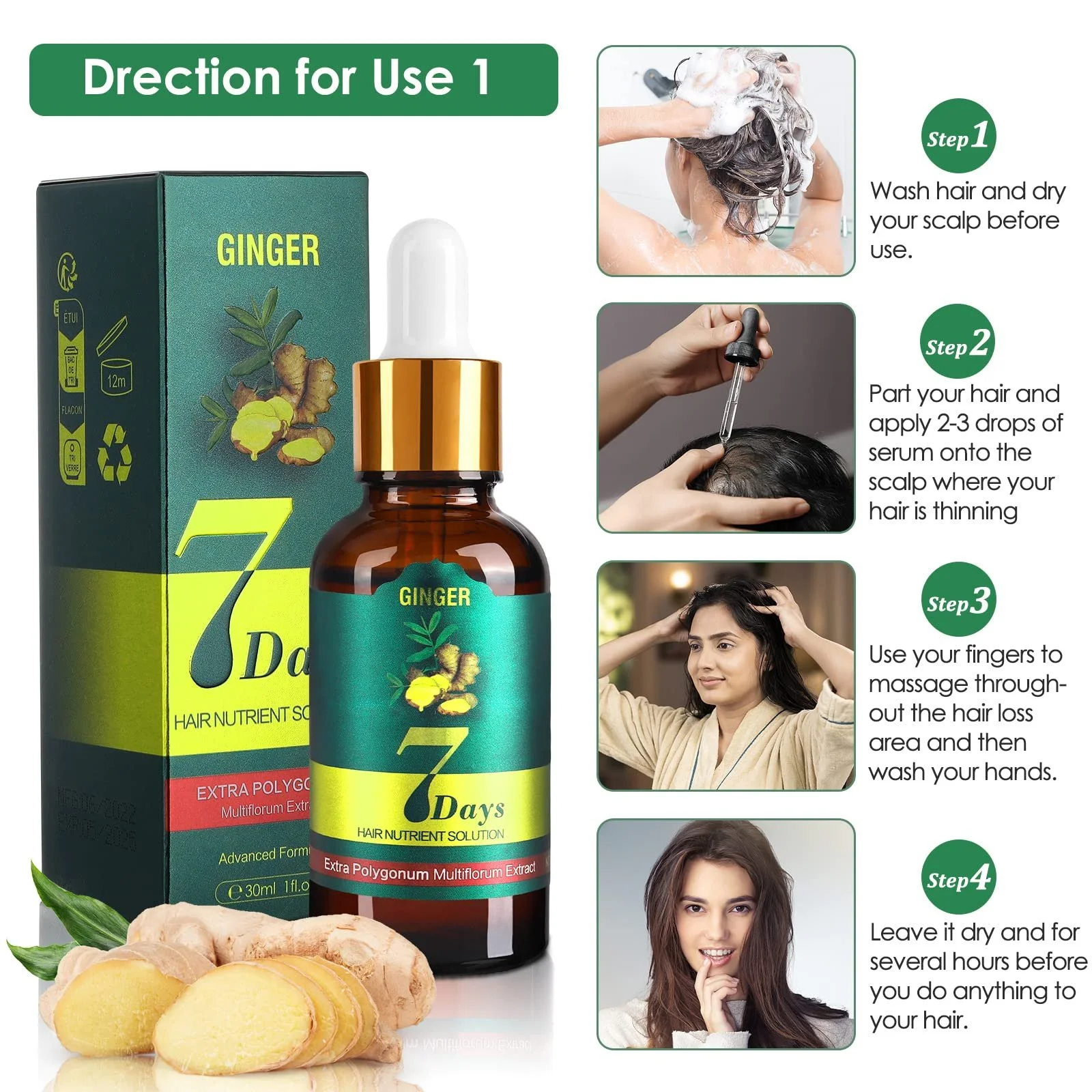 Сироватка для росту волосся Ginger Hair Growth Serum для прискорення росту волосся, фото №4