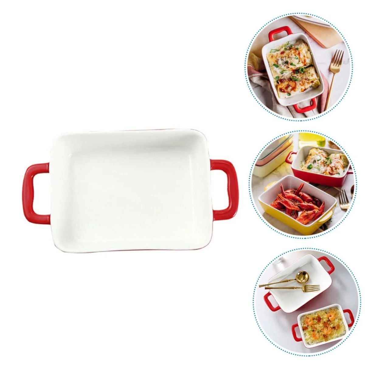 Деко для запікання керамічне з подвійною ручкою прямокутне Червоне, фото №9 Деко для запікання керамічне з подвійною ручкою прямокутне Червоне, фото №9