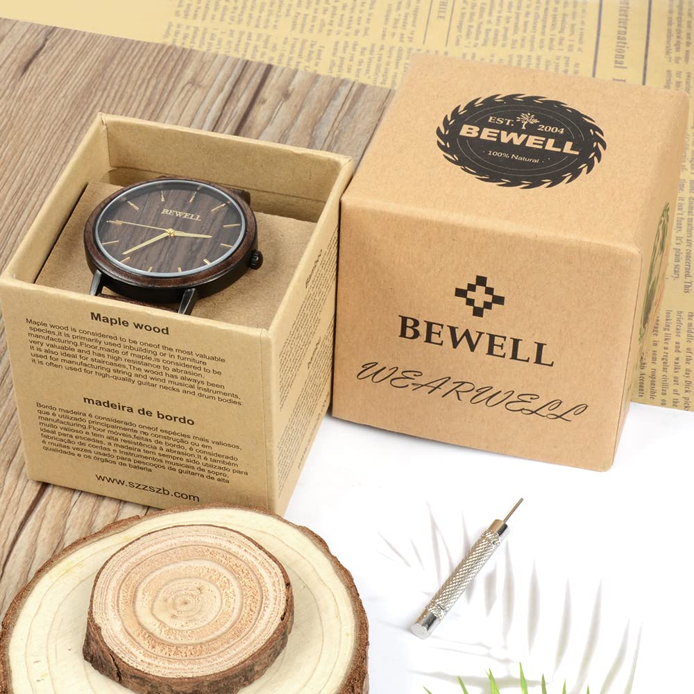 Наручные часы BEWELL Пара Модель Минималистичные Тонкие Аналоговые Кварцевые из дерева Орех, фото №7
