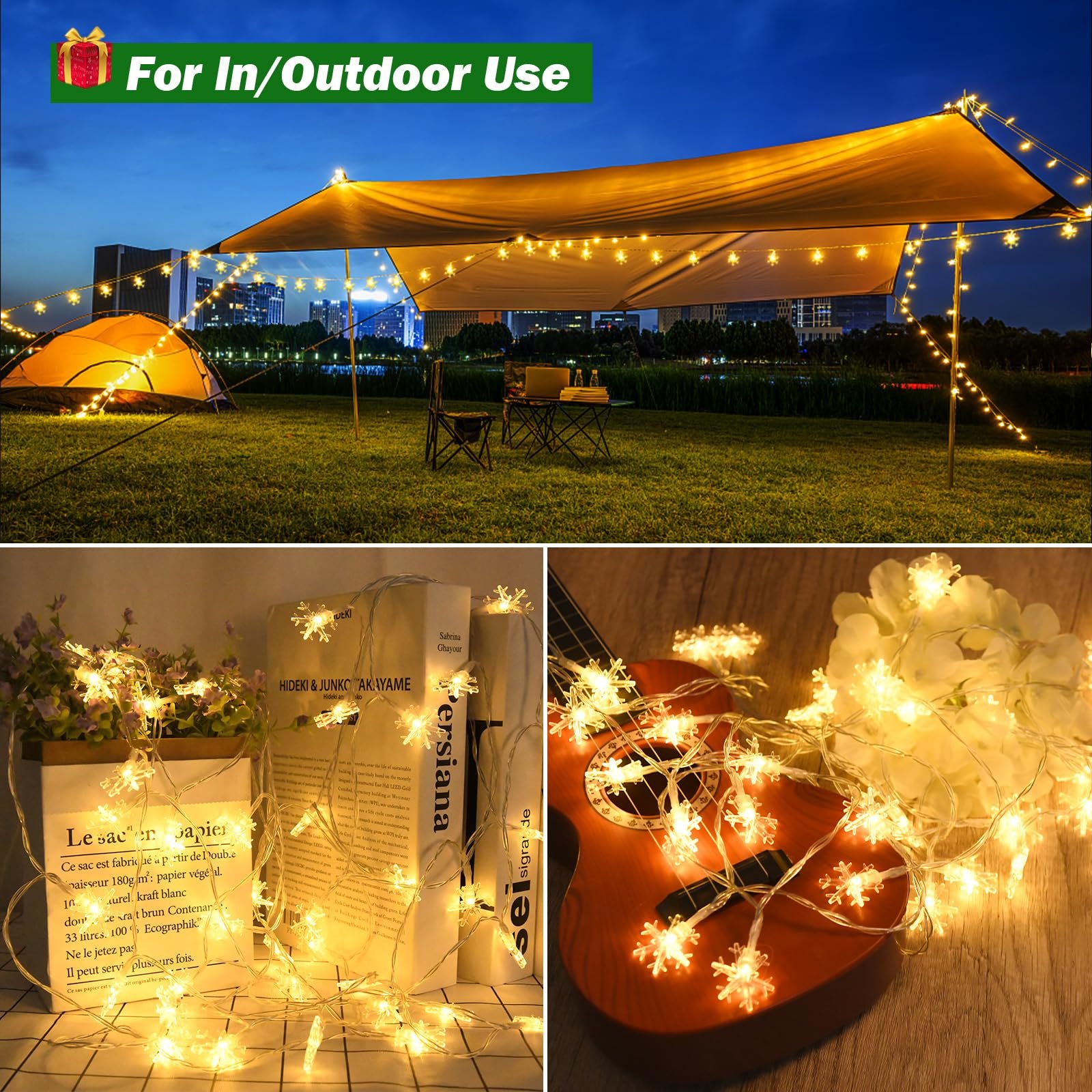 Гирлянда Cshare Snowflake 15 м 100 LED с вилкой Теплый белый, фото №5