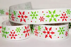 Купити Лента репсовая Лентомания 16мм белая с красно-зелеными снежинками GRSGRN16SNWFLK - Фото 1 Лента репсовая Лентомания 16мм белая с красно-зелеными снежинками GRSGRN16SNWFLK - Фото 1