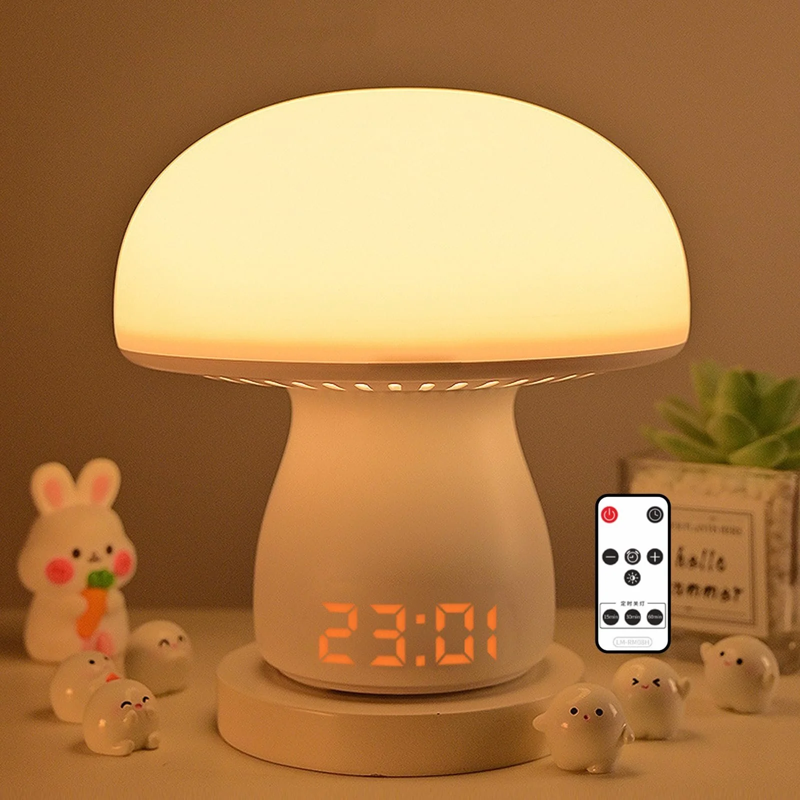 Настільна лампа Justup Mushroom світлодіодна акумуляторна 3600 мАг з годинником та таймером, фото №1