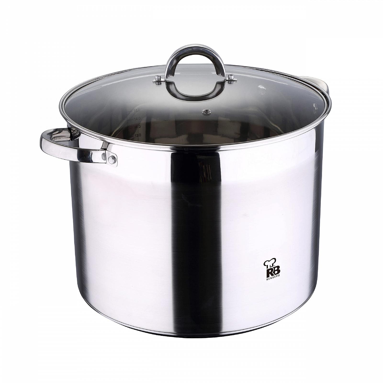 Кастрюля RENBERG Alexander Высокая 32 x 25 см 20 литров с крышкой из стекла Нержавеющая сталь, фото №1 Кастрюля RENBERG Alexander Высокая 32 x 25 см 20 литров с крышкой из стекла Нержавеющая сталь, фото №1