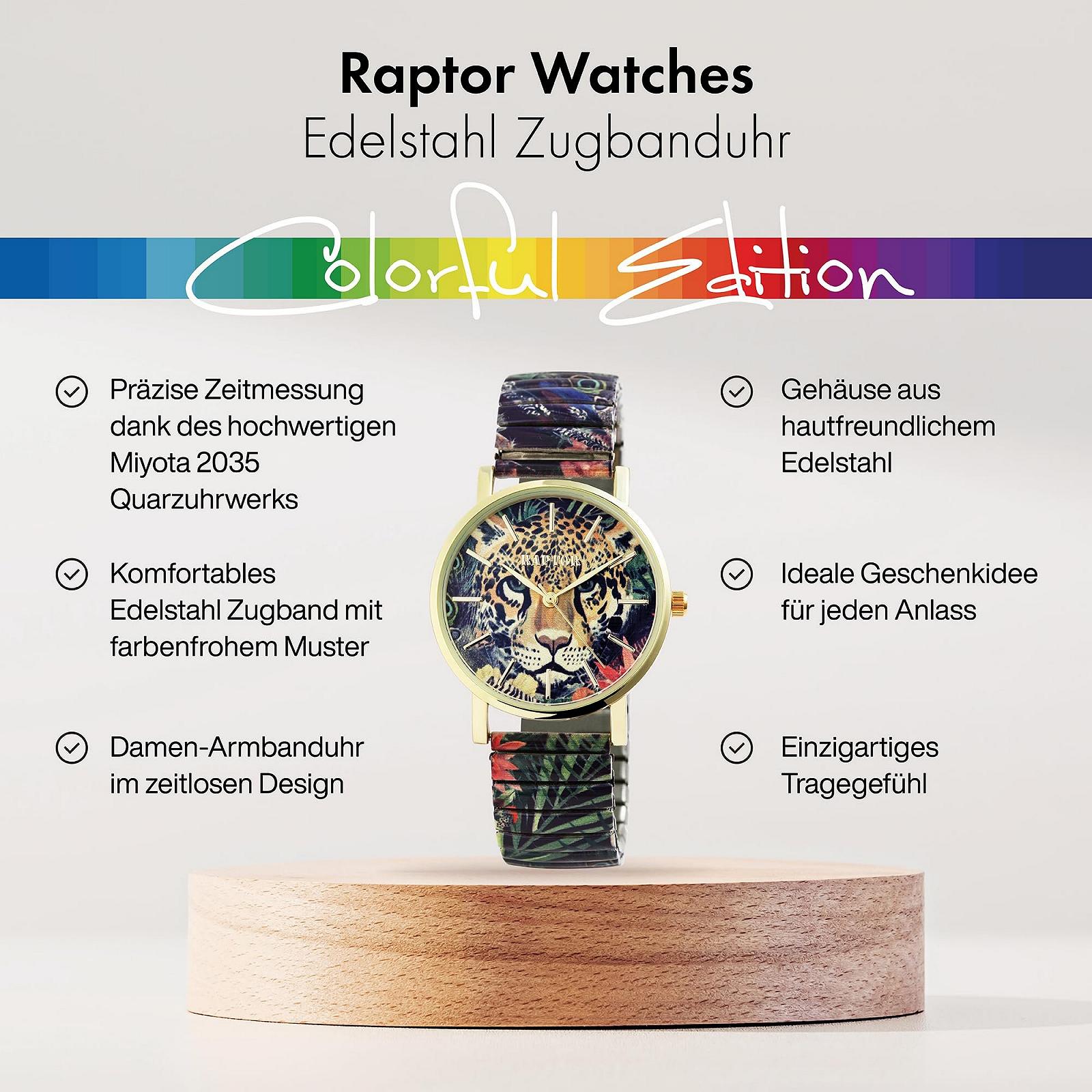 Женские часы Аналоговый Кварц Raptor Colourful Edition Нержавеющая сталь Цветной принт, фото №2