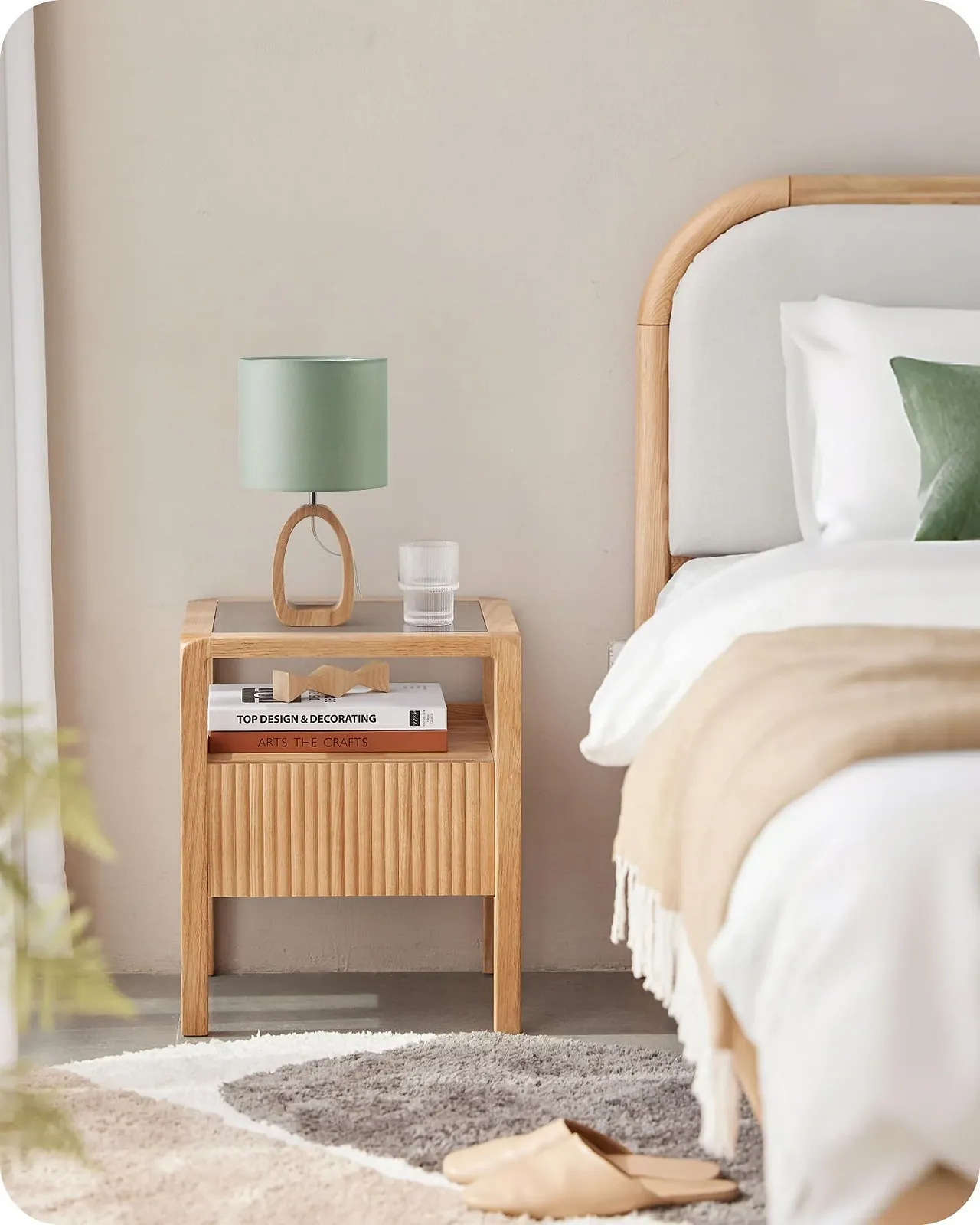 Настільні лампи ZME07TLDP205 Набір 2 шт. Дерево E27 2700K Бежеві 36 см, фото №6