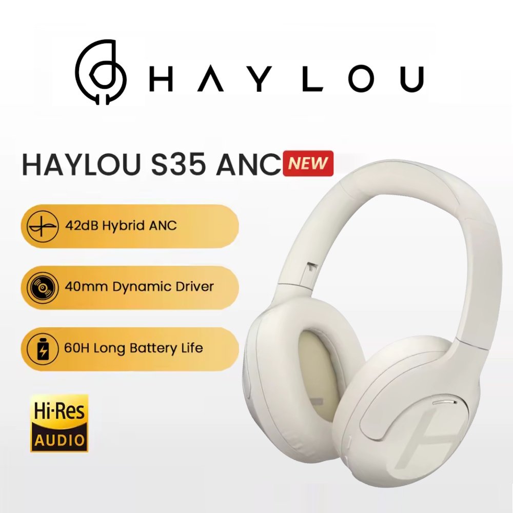 Навушники HAYLOU S35 Hi-Res ANC Multipoint BT5.2 60 год White, фото №1