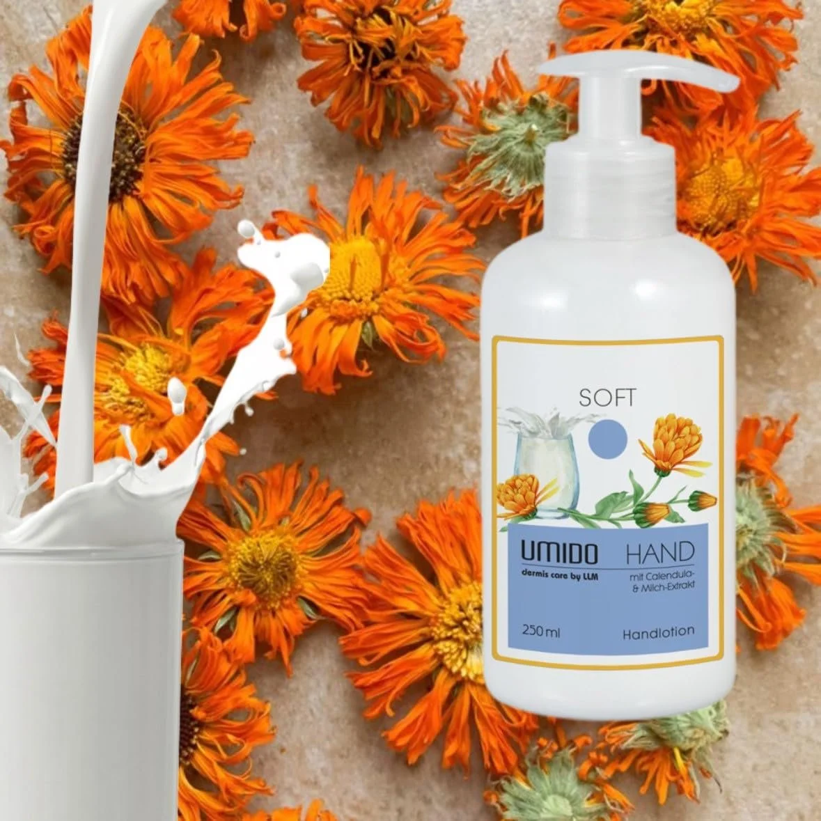 Лосьйон для рук UMIDO Calendula Extract & Milk Extract 250 мл, білий, фото №1 Лосьйон для рук UMIDO Calendula Extract & Milk Extract 250 мл, білий, фото №1