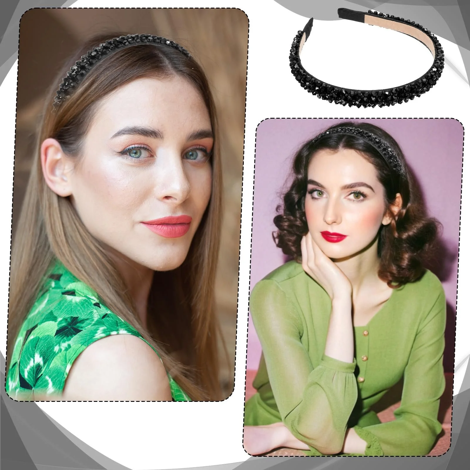 Обідок для волосся з кришталевими перлинами для дівчат, фото №4