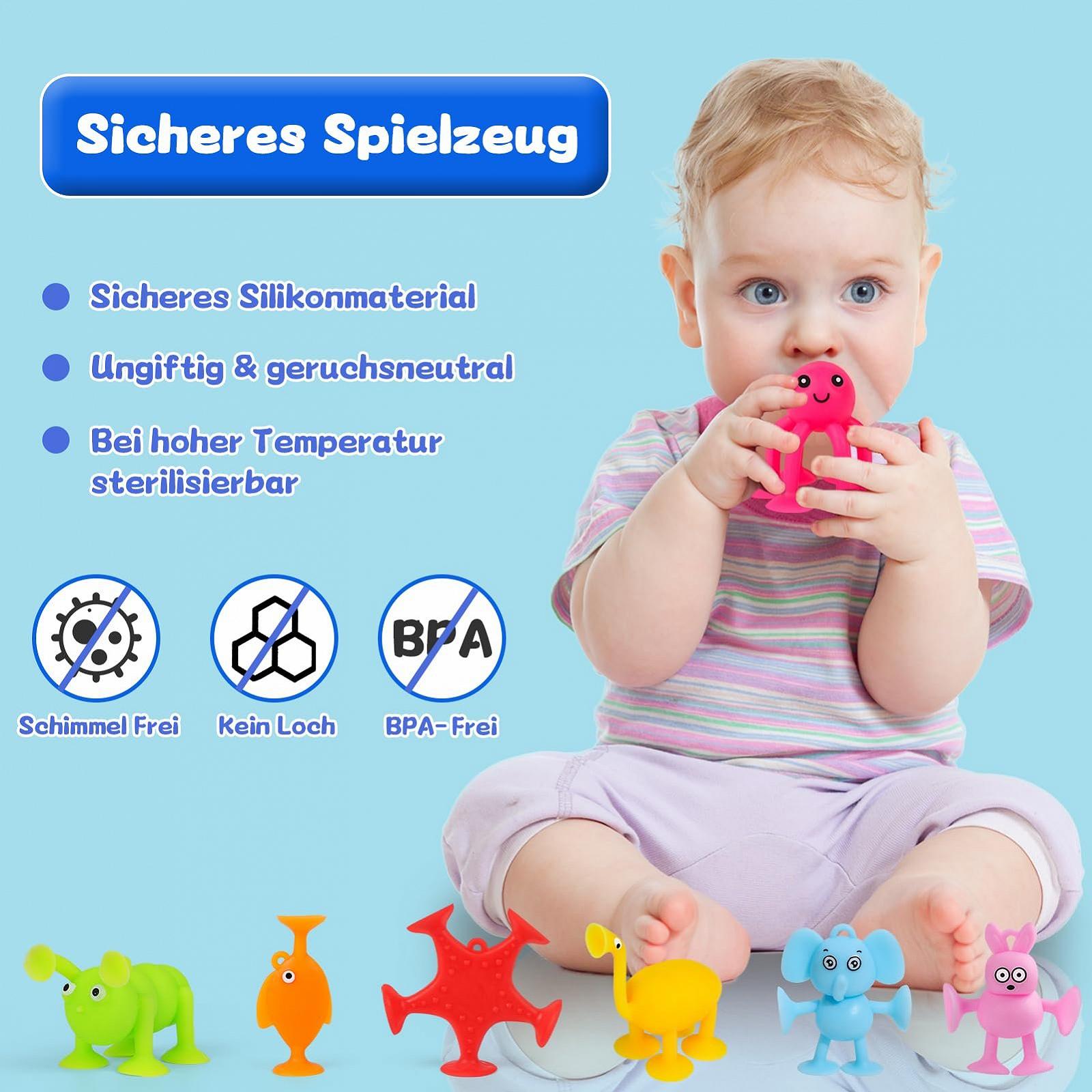 Игрушка-присоска Монтессори, Набор из 12 силиконовых сенсорных., фото №5