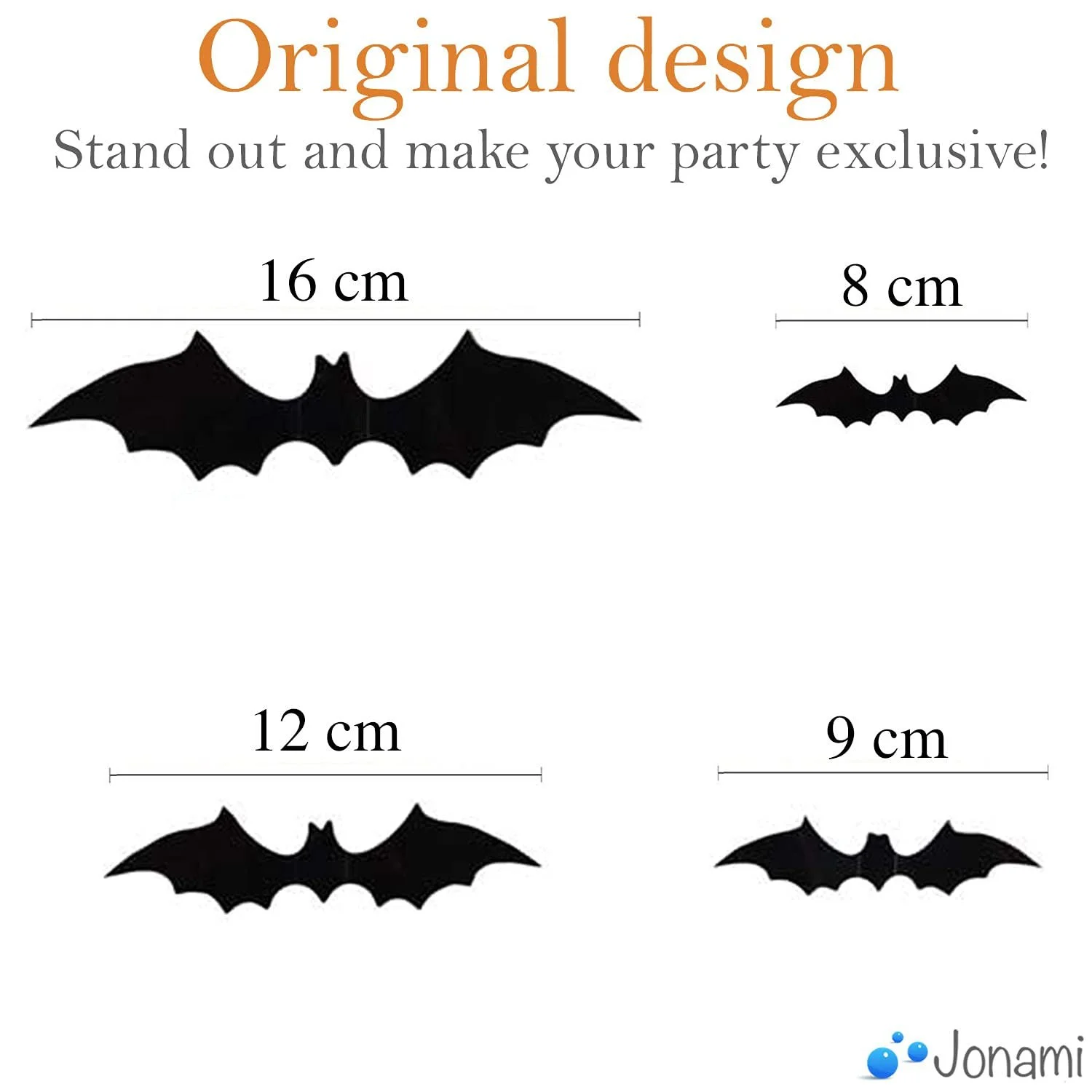 Наклейки на стіну Хелловін 3D Кажани Набір 60 шт. Чорні, фото №3