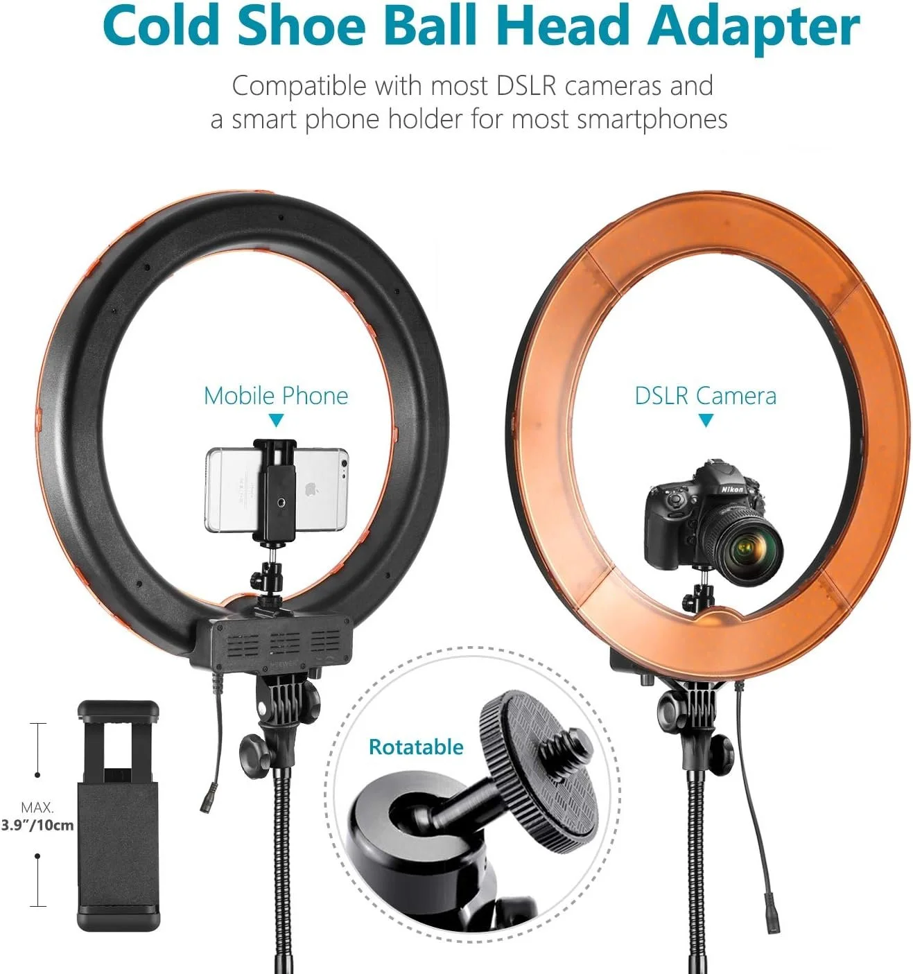 Кільцева LED лампа зі штативом Neewer RL-18 48 см Чорна, фото №6 Кільцева LED лампа зі штативом Neewer RL-18 48 см Чорна, фото №6