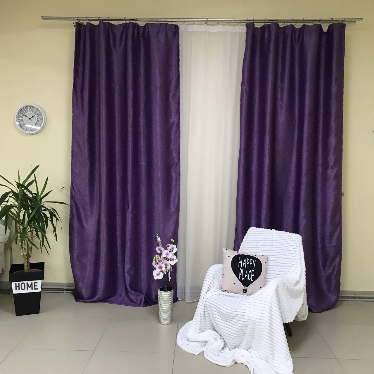 Шторы в детскую для девочки двухсторонние Блэкаут софт 150x270 cm (2 шт) ALBO Фиолетовые (SH-250-12), фото №1