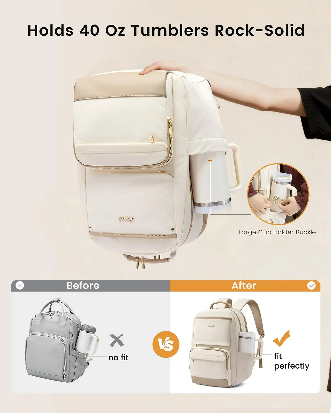 Рюкзак для ноутбука LOVEVOOK Beige Khaki Casual, фото №2 Рюкзак для ноутбука LOVEVOOK Beige Khaki Casual, фото №2