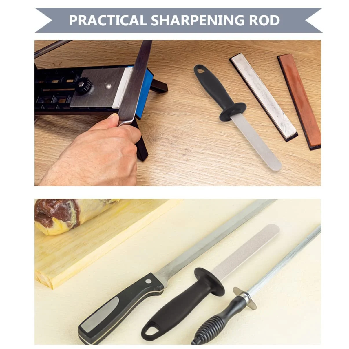 Точилка для кухонних ножів Мусат із ергономічною ручкою двосторонній, фото №5