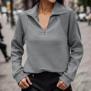 Женский свитшот с длинными рукавами Workou 2025, воротник-стойка, половинная молния, осень-зима, легкий, милый, College, модный свитшот synthetic.ua - Фото 1