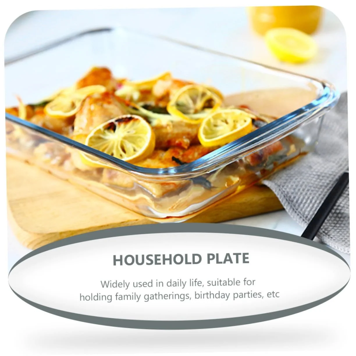 Форма для запікання скляна прямокутна термостійка для мікрохвильової печі та посудомийної машини, фото №9