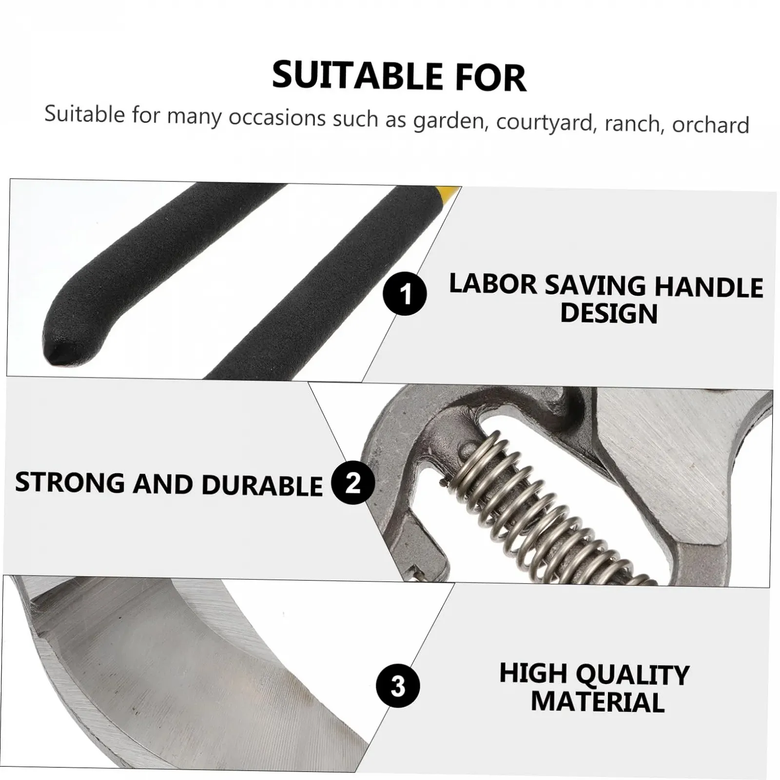 Садові ножиці Happyyami Сталь Black, фото №4