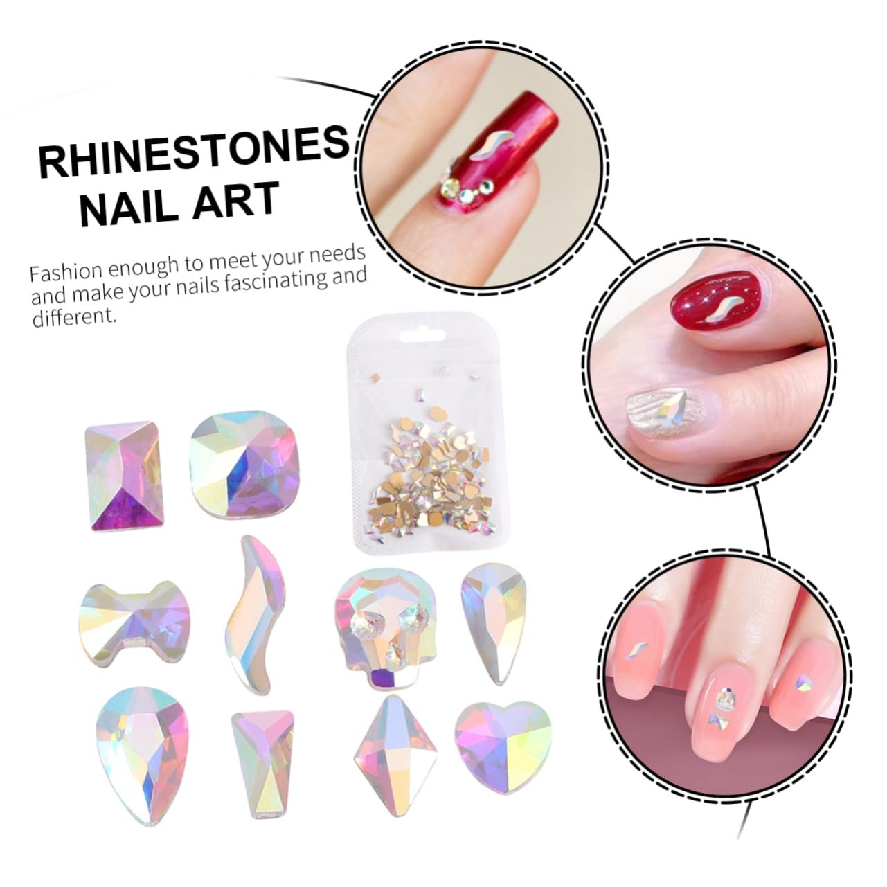 Стразы Хрустальные FRCOLOR 100шт, смешанные формы, стеклянные подвески для дизайна ногтей, фото №4