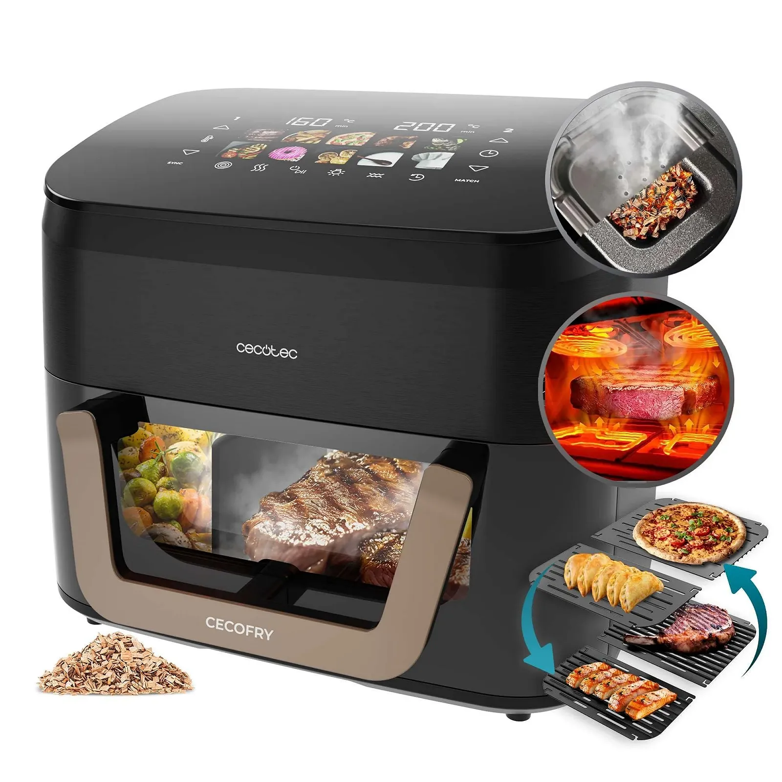Мультипечь Cecotec Cecofry & Grill Smokin' 10000 10 л 2200 Вт Гриль Коптильня 40-200°C 10 меню, фото №1 Мультипечь Cecotec Cecofry & Grill Smokin' 10000 10 л 2200 Вт Гриль Коптильня 40-200°C 10 меню, фото №1