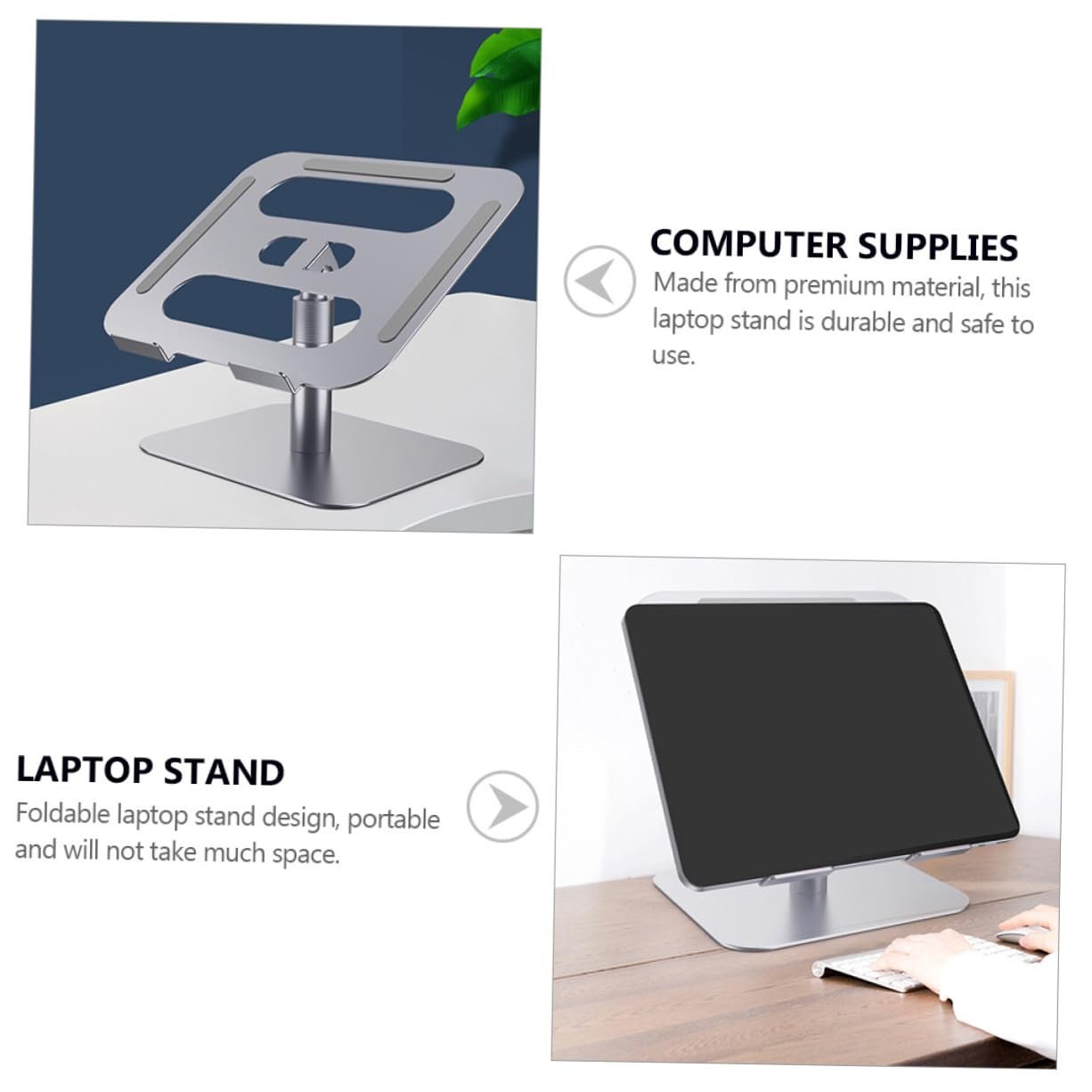 Портативная складная подставка для ноутбука серебристая, фото №9