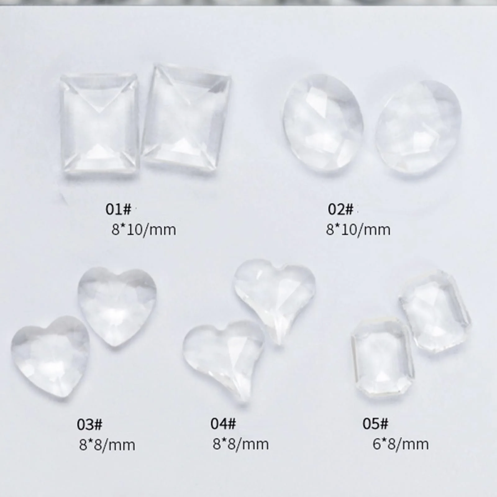 Стрази для нігтів Прикраса для нігтів Серце Кристал Прямокутні 10 штук, фото №5