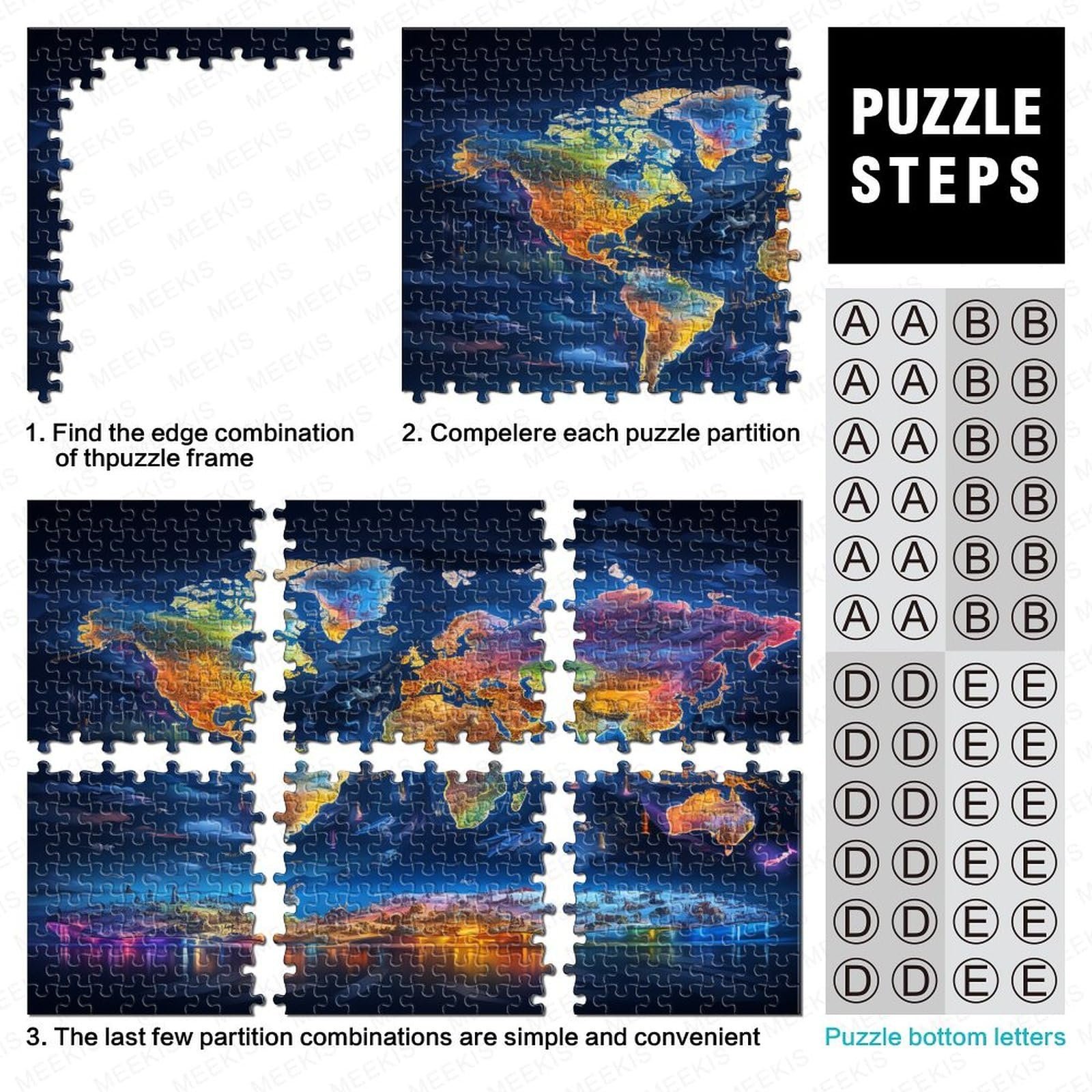 Пазл World Map 1000 деталей с шаблоном (75 x 50 см), фото №4