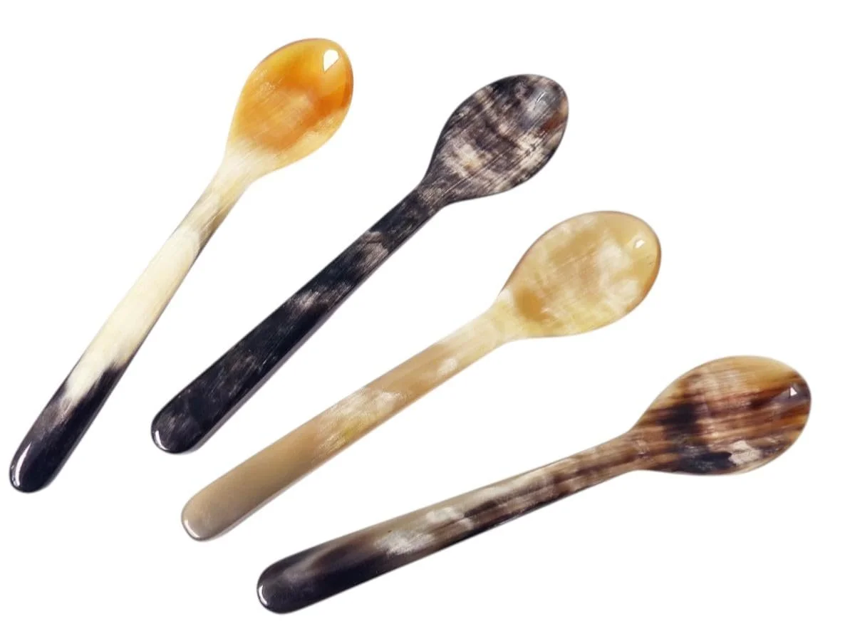 Набір з 4 рогових ложок Пряма зерниста структура, фото №4