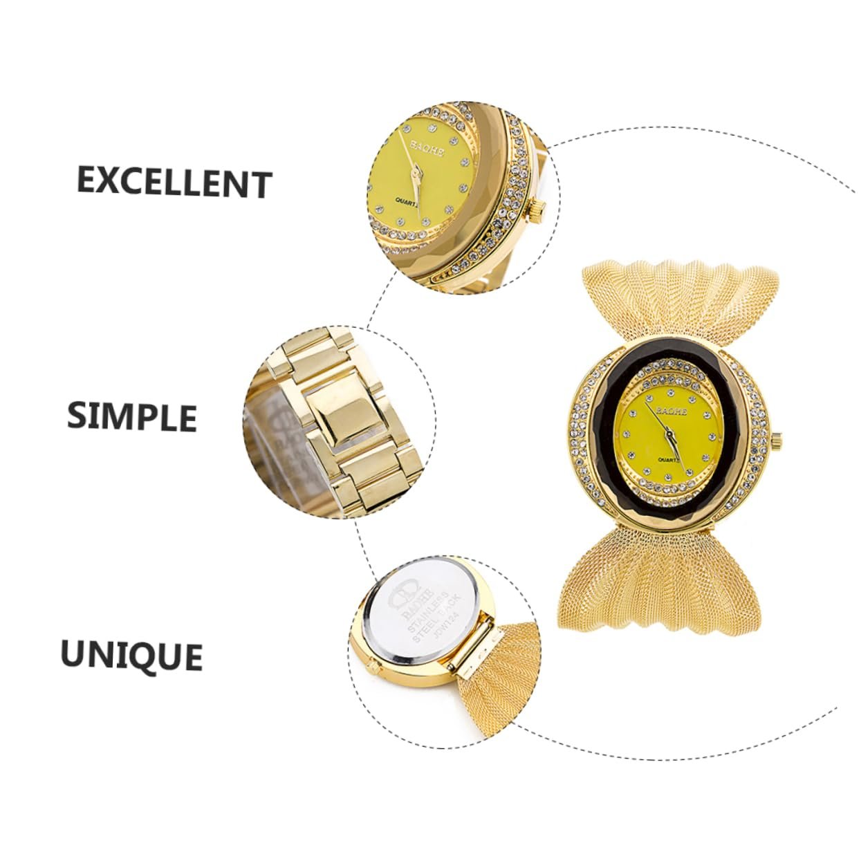 Часы Healvian овальные Chic женские кварцевые с сетчатым ремешком, фото №6