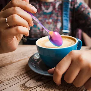 Набір з 6 кавових ложок з нержавіючої сталі 14 см, райдужні synthetic.ua - Фото 1