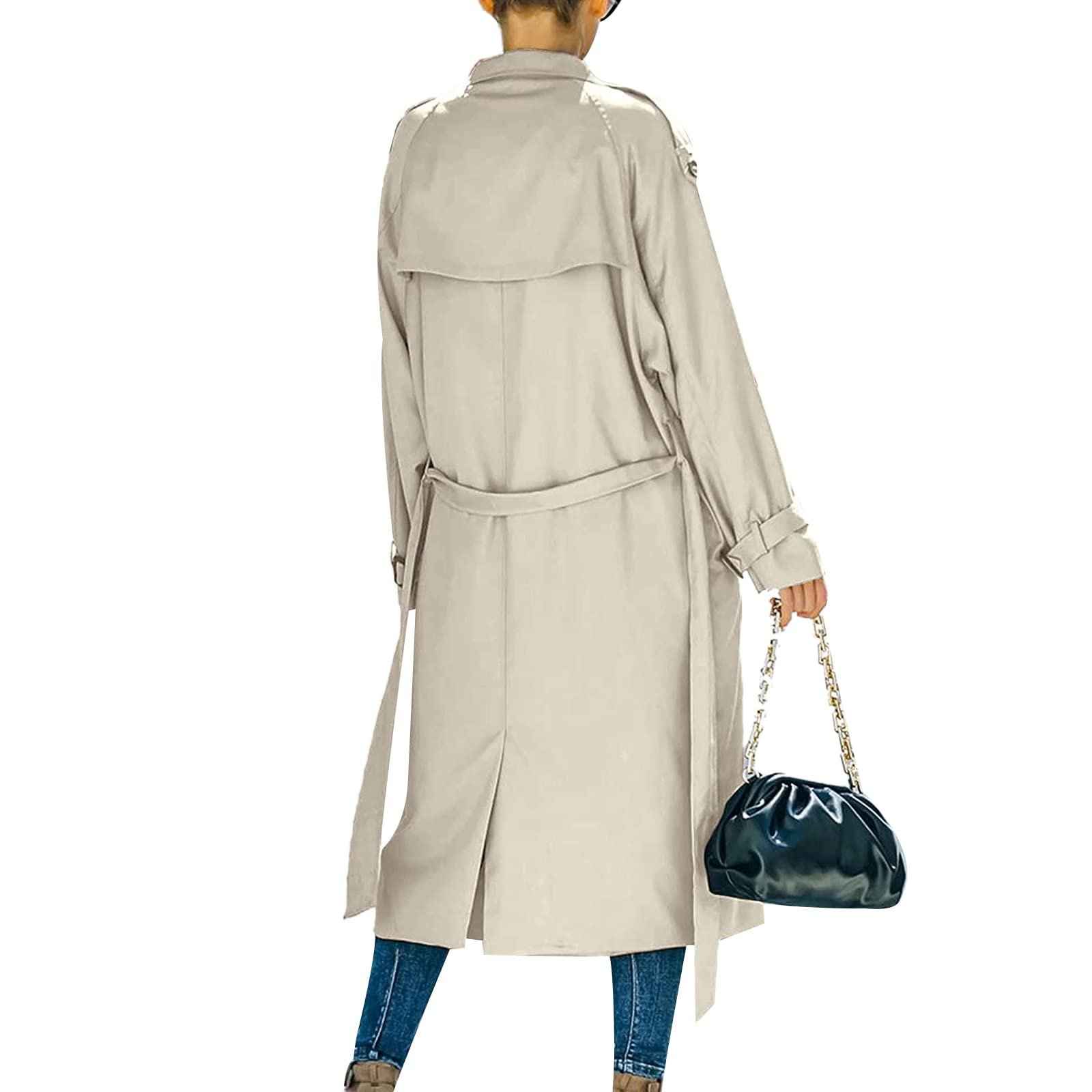 Жіночий Тренч Пальто З відкладним коміром Двобортна, фото №3