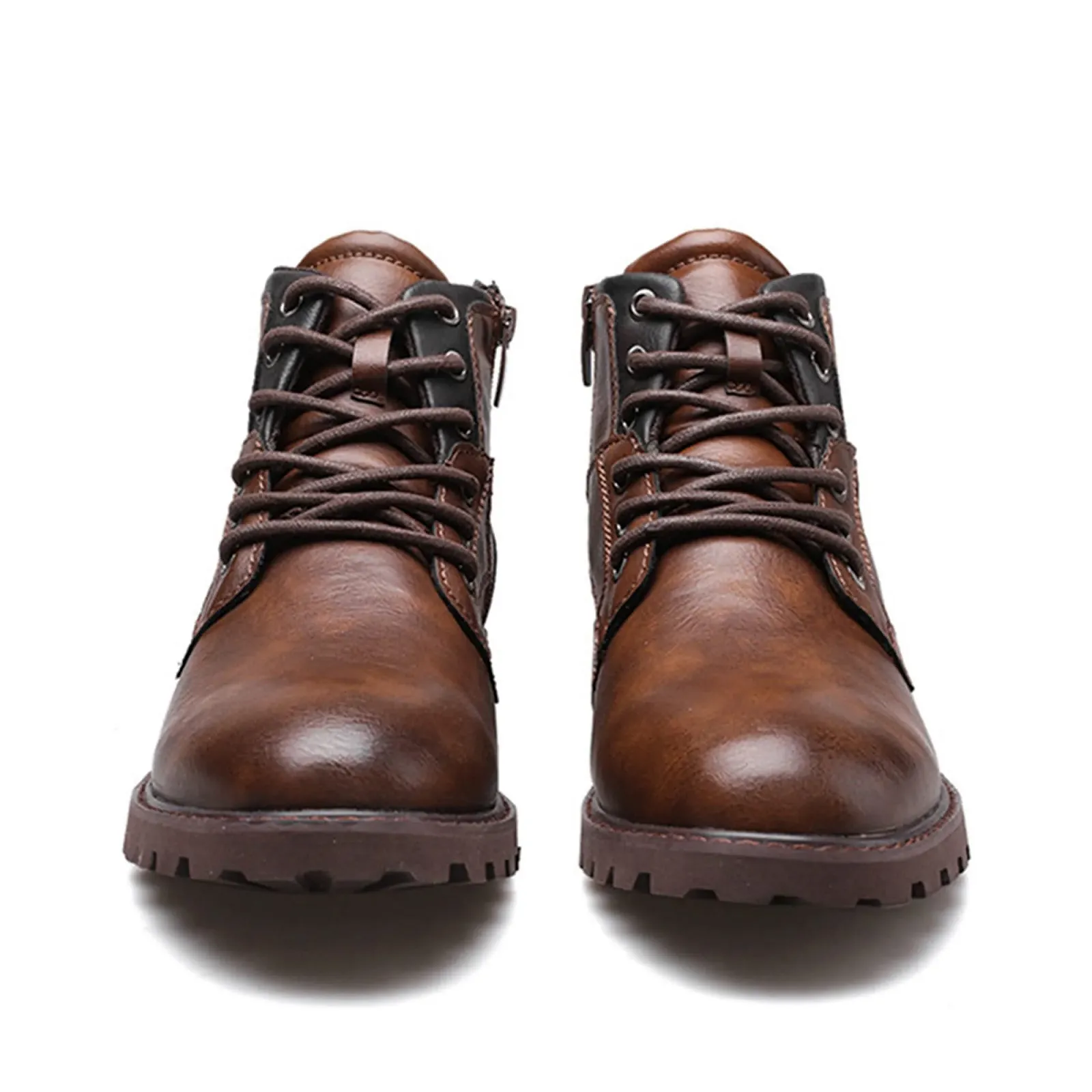 Чоловічі шкіряні черевики Короткі Осінь Зима Нековзні, фото №3