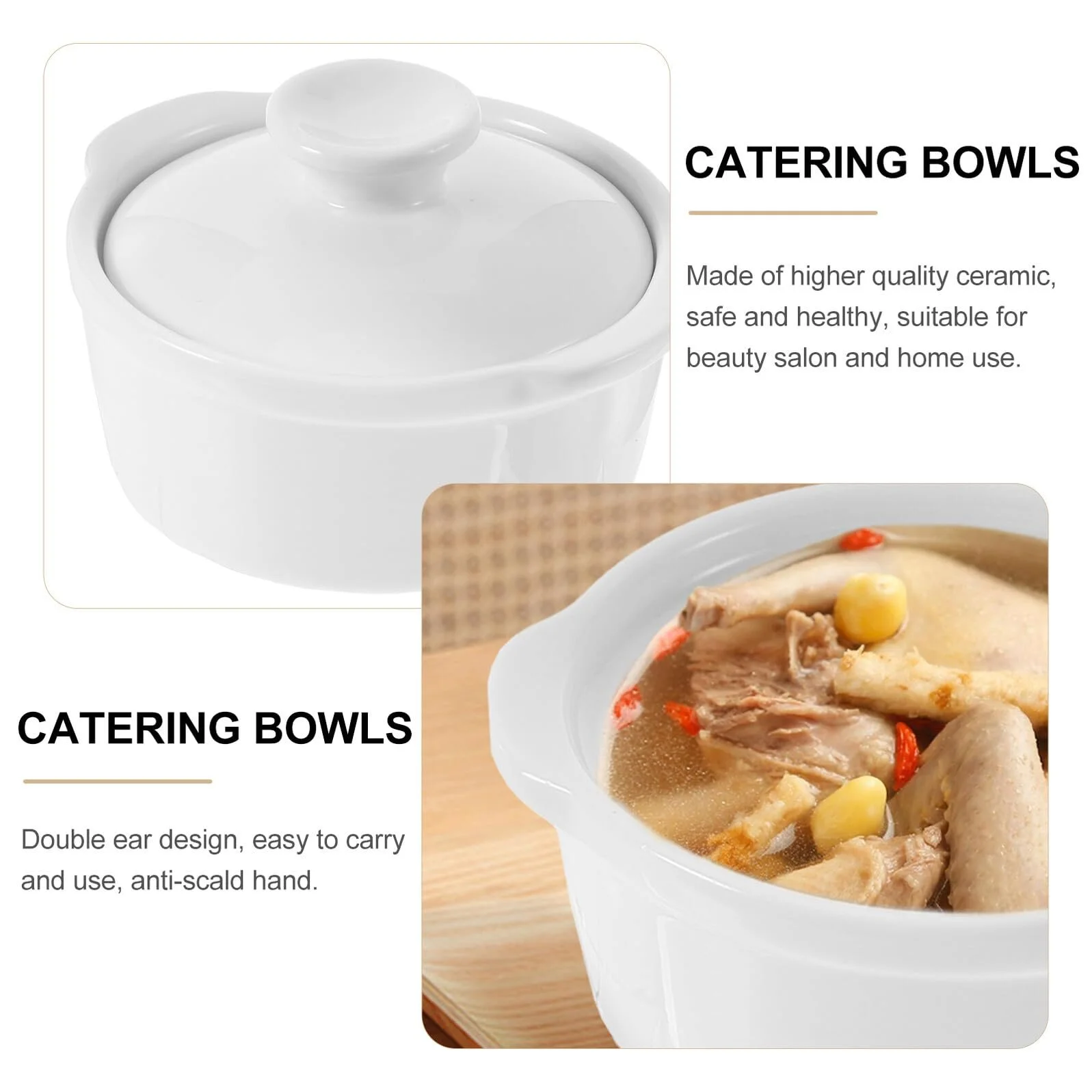 Миска для запікання Veemoon керамічна з кришкою та ручкою 4 дюйми герметична, фото №6