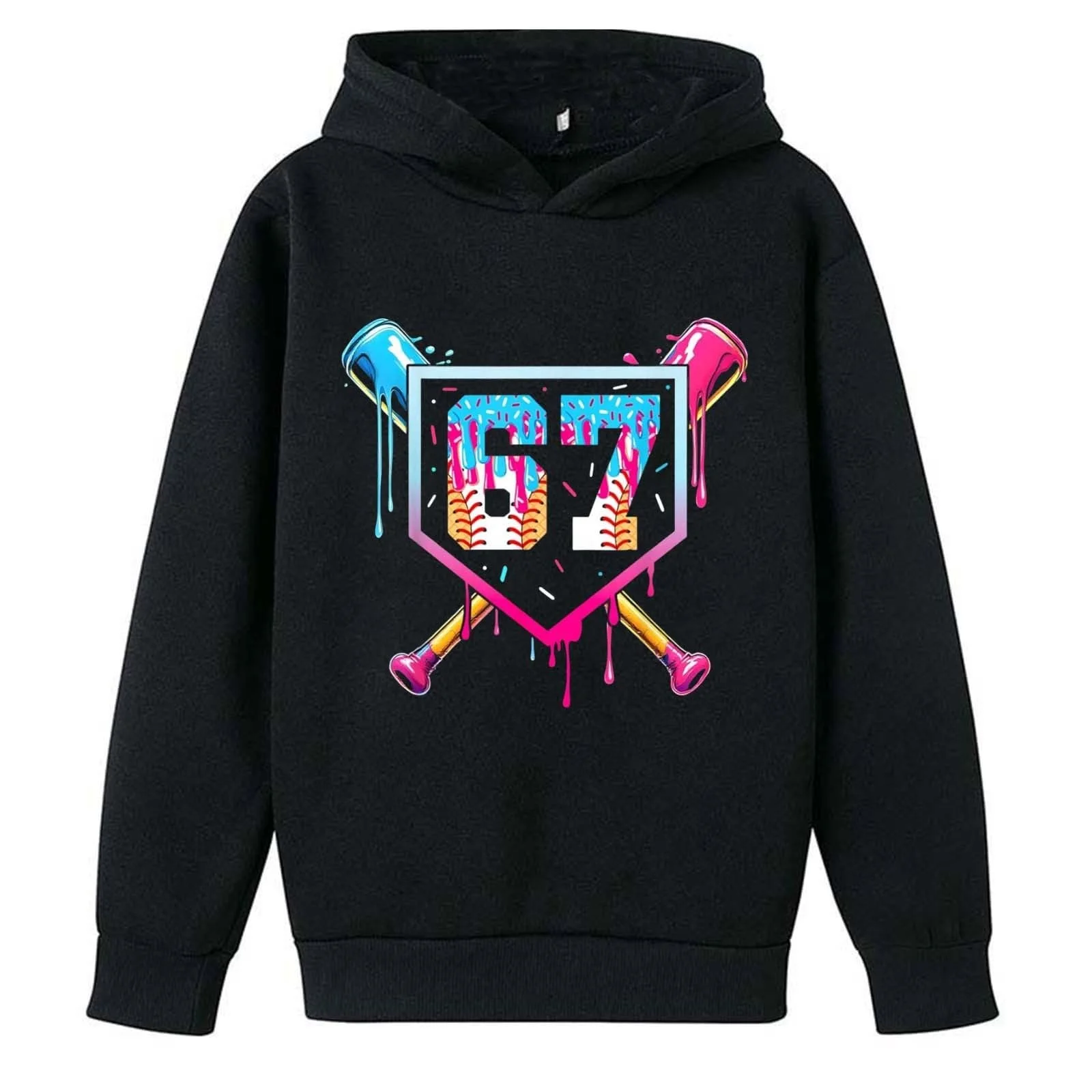 Пуловер з принтом 67, зимовий, для підлітків, фото №4