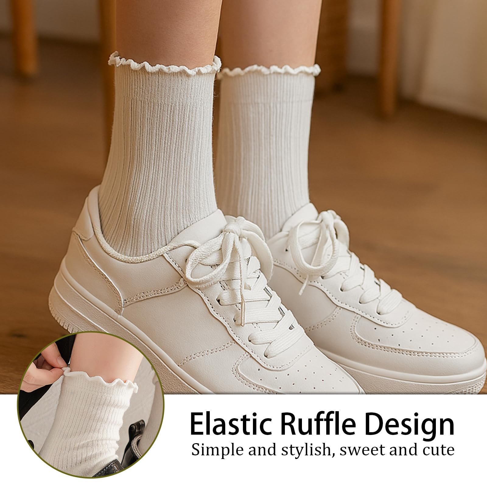 Носки с рюшами женские, 10 пар, Белый, 36-42, фото №5