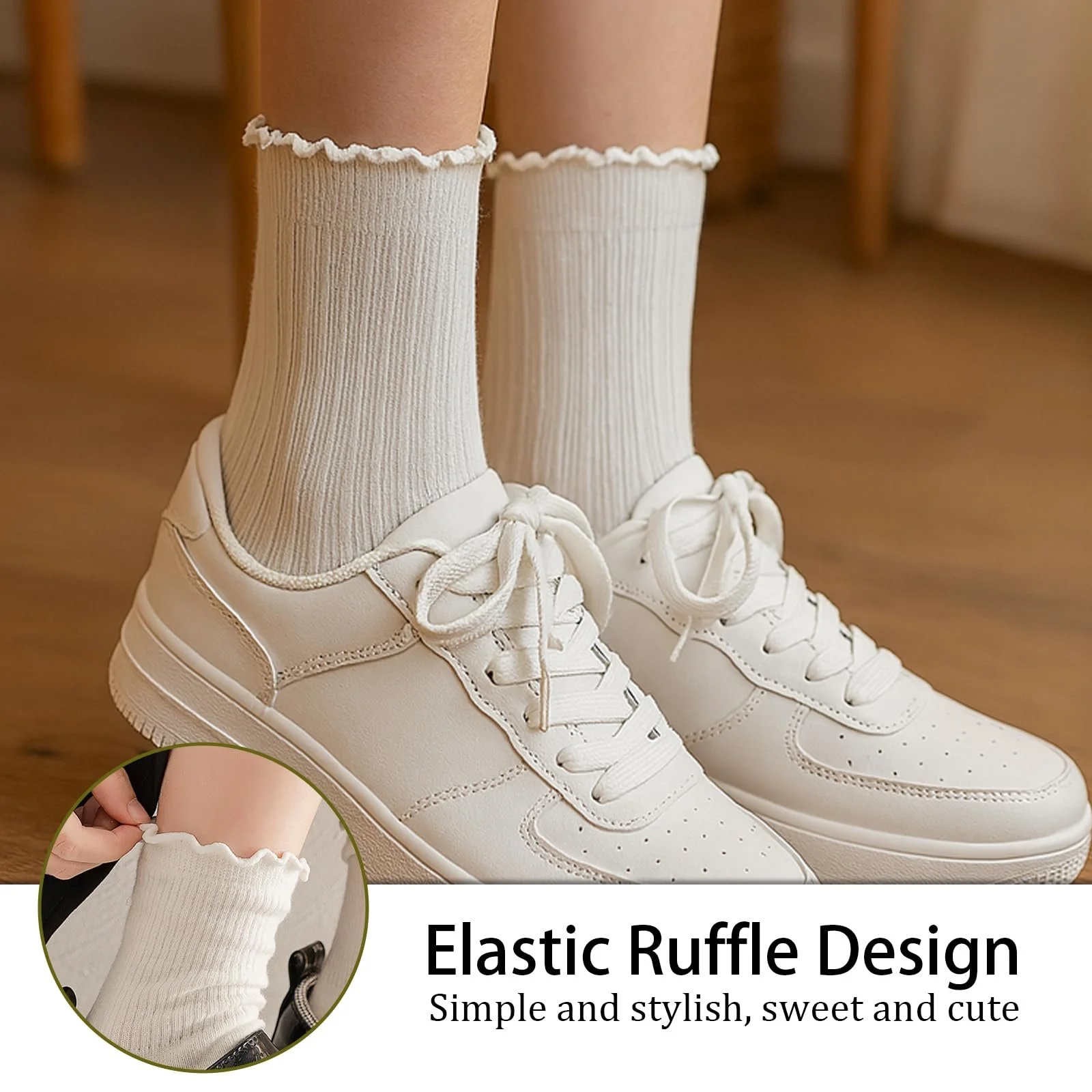 Шкарпетки з рюшами жіночі, 10 пар, Білий, 36-42, фото №5 Шкарпетки з рюшами жіночі, 10 пар, Білий, 36-42, фото №5